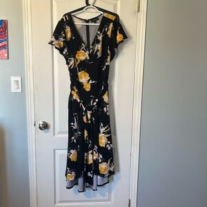Lane Bryant black with yellow flower dress